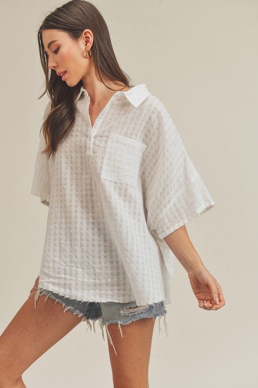 Aemi + Co relaxed fit half sleeve striped cotton top small