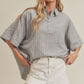 Light gray Aemi + Co relaxed fit half sleeve striped cotton button-up shirt