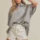 Gray textured Aemi + Co striped cotton relaxed fit half sleeve top small