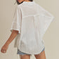 White Aemi + Co collared relaxed fit half sleeve striped cotton blouse small