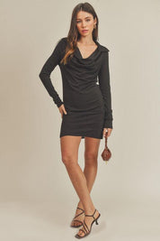 BLACK Aemi+Co Collared Cowl Neck Dress | Mini Dresses Daverri Fashions