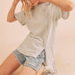 Aemi+Co Oversized Asymmetrical Side Slit Crewneck T-Shirt T-Shirts