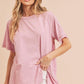 Aemi+Co Oversized Asymmetrical Side Slit Crewneck T-Shirt T-Shirts
