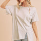Aemi+Co Oversized Asymmetrical Side Slit Crewneck T-Shirt T-Shirts