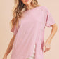 Aemi+Co Oversized Asymmetrical Side Slit Crewneck T-Shirt T-Shirts