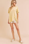 Aemi+Co Oversized Asymmetrical Side Slit Crewneck T-Shirt - DAVERRI FASHIONS