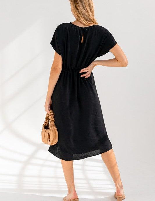 Elastic Shirring Midi Dress Midi Dresses