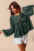SO ME Spaghetti Strap Front Tie Velvet Holiday Blouse HUNTER