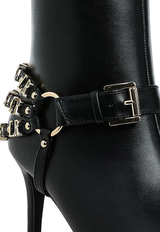 Nicene Harness Detail Stiletto Boots | Boots Daverri Fashions