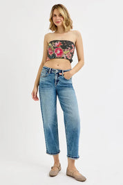 RISEN Full Size High Rise Crop Boyfriend Jeans Plus Size | Jeans Daverri Fashions