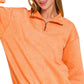 Zenana Acid Wash Fleece Quarter Zip Pullover Sweatshirt LT ORANGE M Sweatshirts