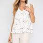 Sleeveless V-Neck Layered Bottom Abstract Top Shirts & Tops
