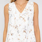 Sleeveless V-Neck Layered Bottom Abstract Top Shirts & Tops