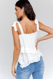 Sleeveless Asymmetrical Hem Line Tiered Top Shirts & Tops