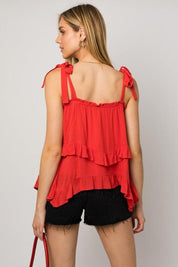 Sleeveless Asymmetrical Hem Line Tiered Top Shirts & Tops