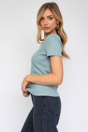 Short Sleeve Asymmetrical Top Shirts & Tops