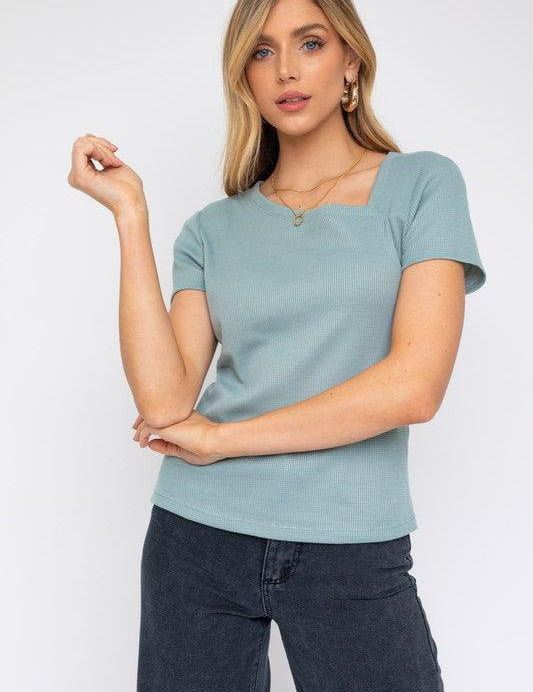 Short Sleeve Asymmetrical Top Shirts & Tops