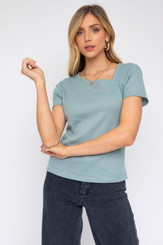 Short Sleeve Asymmetrical Top Shirts & Tops