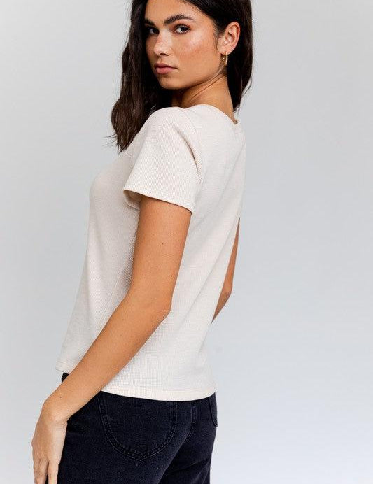 Short Sleeve Asymmetrical Top Shirts & Tops