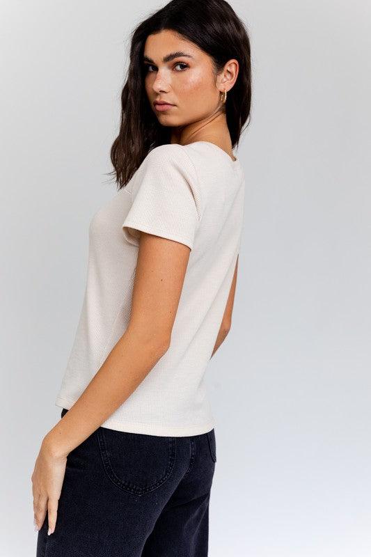 Short Sleeve Asymmetrical Top Shirts & Tops