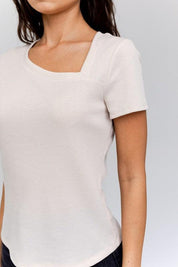 Short Sleeve Asymmetrical Top Shirts & Tops