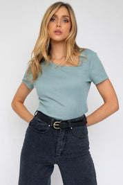 Short Sleeve Asymmetrical Top Jade Shirts & Tops