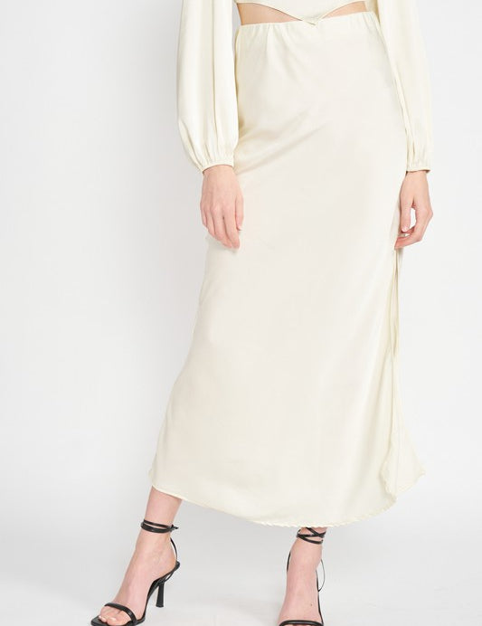 Emory Park Bias Cut Side Slit Maxi Skirt IVORY Skirts