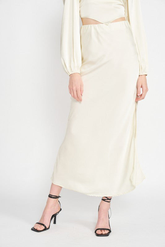 Emory Park Bias Cut Side Slit Maxi Skirt IVORY Skirts