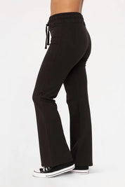 Black Mono B Drawstring Flared Pants | Daverri Fashions
