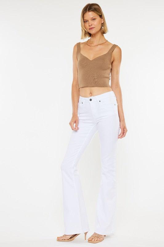 Kancan White Mid Rise Flare Jeans Jeans