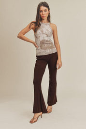 MOCHA Aemi+Co Gloria High Waisted Flare Pants | Pants Daverri Fashions