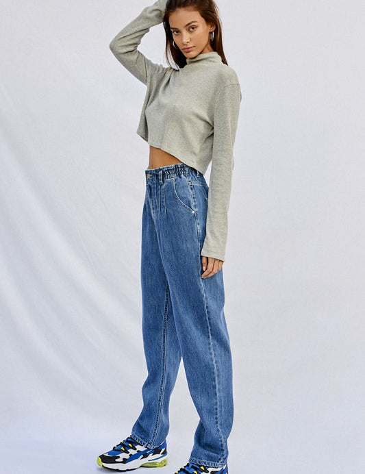 Super High Rise Pleated Mom Jeans Jeans