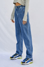 Super High Rise Pleated Mom Jeans Jeans