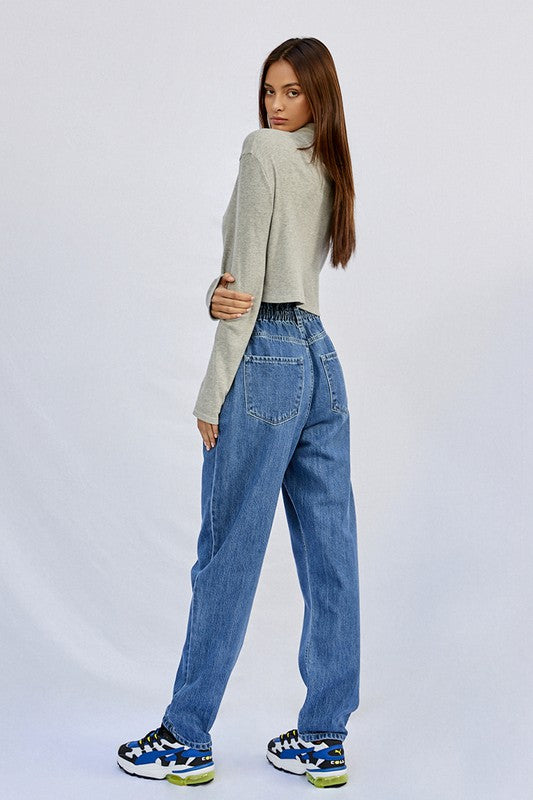 Super High Rise Pleated Mom Jeans Jeans