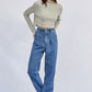 Super High Rise Pleated Mom Jeans - DAVERRI FASHIONS