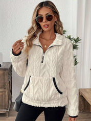 Cozy Sherpa Half Zip Sweatshirt | Sweatshirts Daverri Fashions