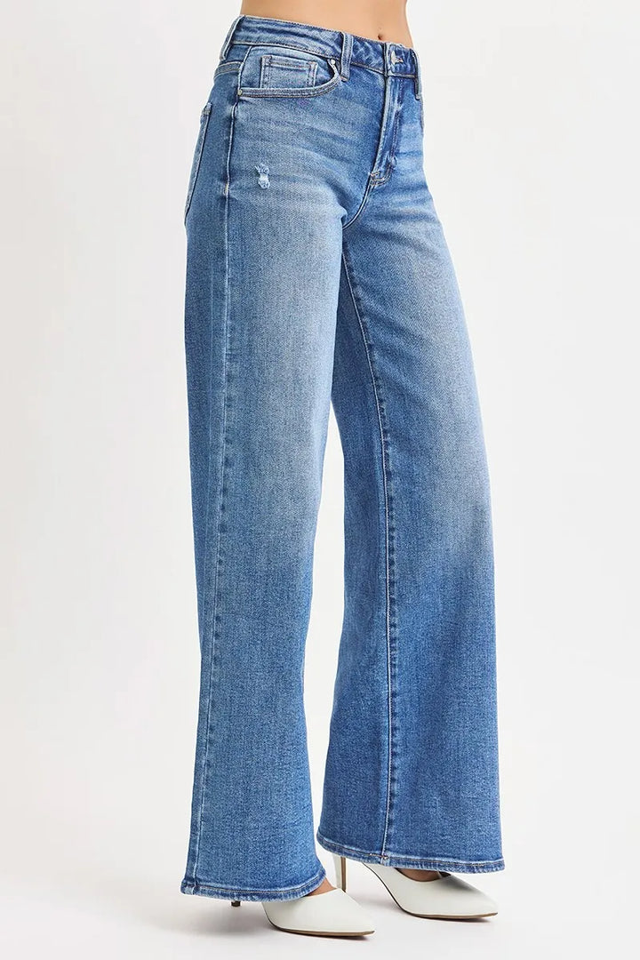 RISEN Full Size High Rise Wide Leg Jeans Plus Size | Jeans Daverri Fashions