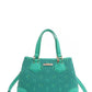 Monogram Pattern Handbag with Rhinestones Decor - DAVERRI FASHIONS