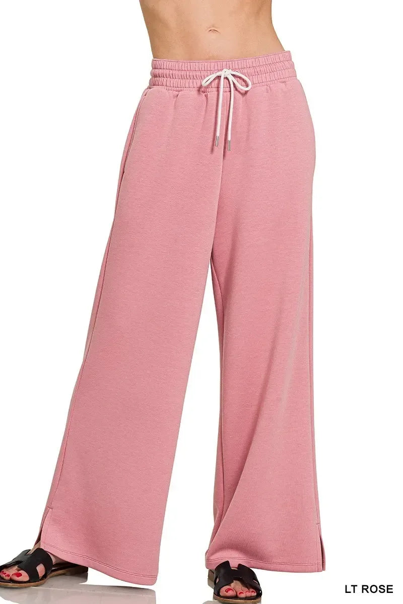 Zenana Scuba Drawstring Pants Lt Rose - DAVERRI FASHIONS