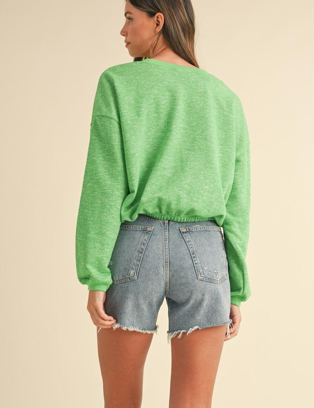 Mable Round Neck Letter Embroidery Crop Sweatshirt | Daverri Fashions