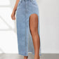 High Rise Slit Denim Skirt - DAVERRI FASHIONS