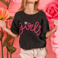 BiBi Metallic Letter Short Puff Sleeve Hairy Sweater - DAVERRI FASHIONS