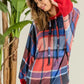 BiBi Plaid Mirr Brushed Rib Contrast Thumb Open Hoodie - DAVERRI FASHIONS
