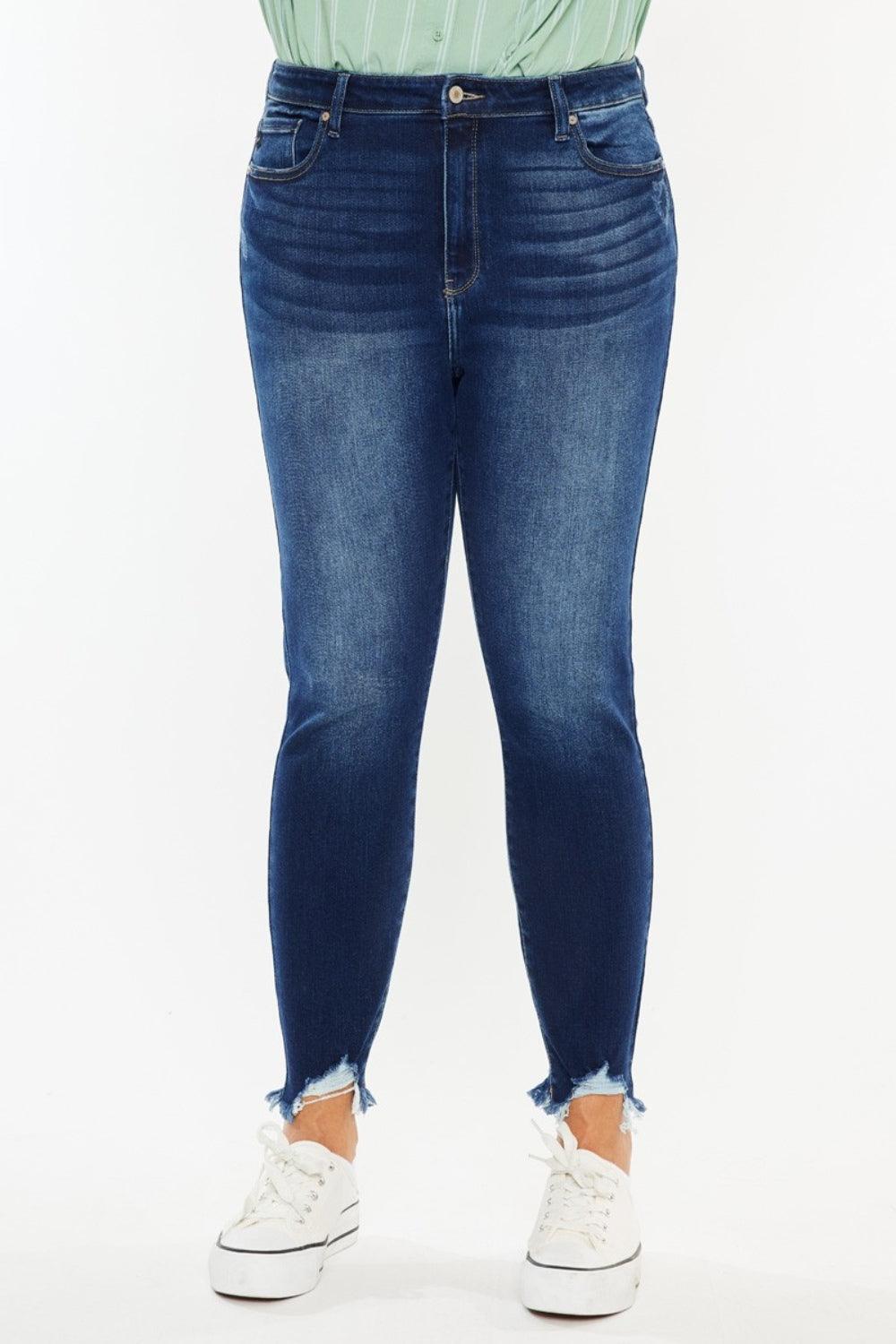 Kancan Full Size High Rise Frayed Ankle Skinny Jeans | Daverri Fashions