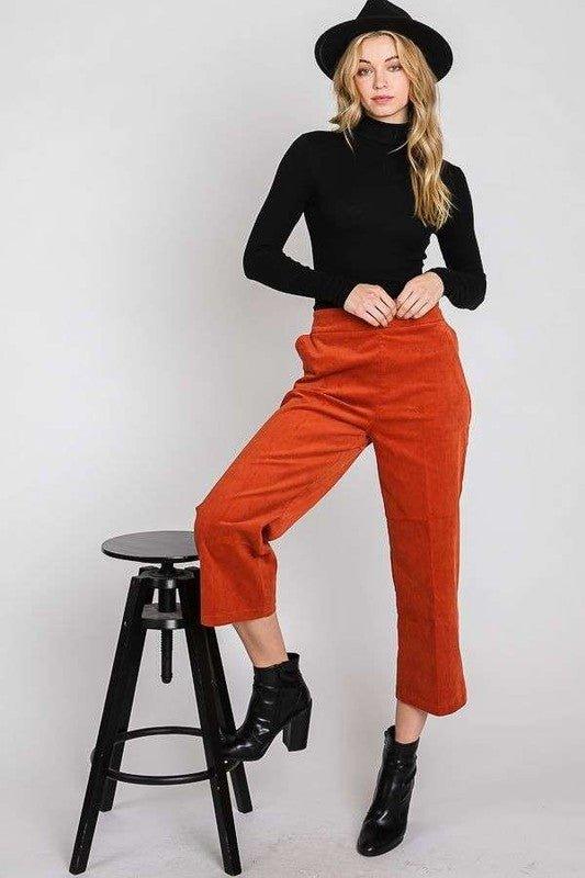 Plus Size Velvet Capri Pants RUST Pants