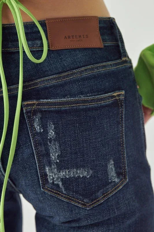 Artemis Vintage Mid Rise Stretch Super Flare Jeans - DAVERRI FASHIONS
