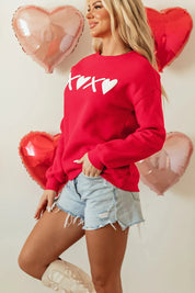 Valentine’s Day XOXO Round Neck Drop Shoulder Sweatshirt | Sweatshirts Daverri Fashions