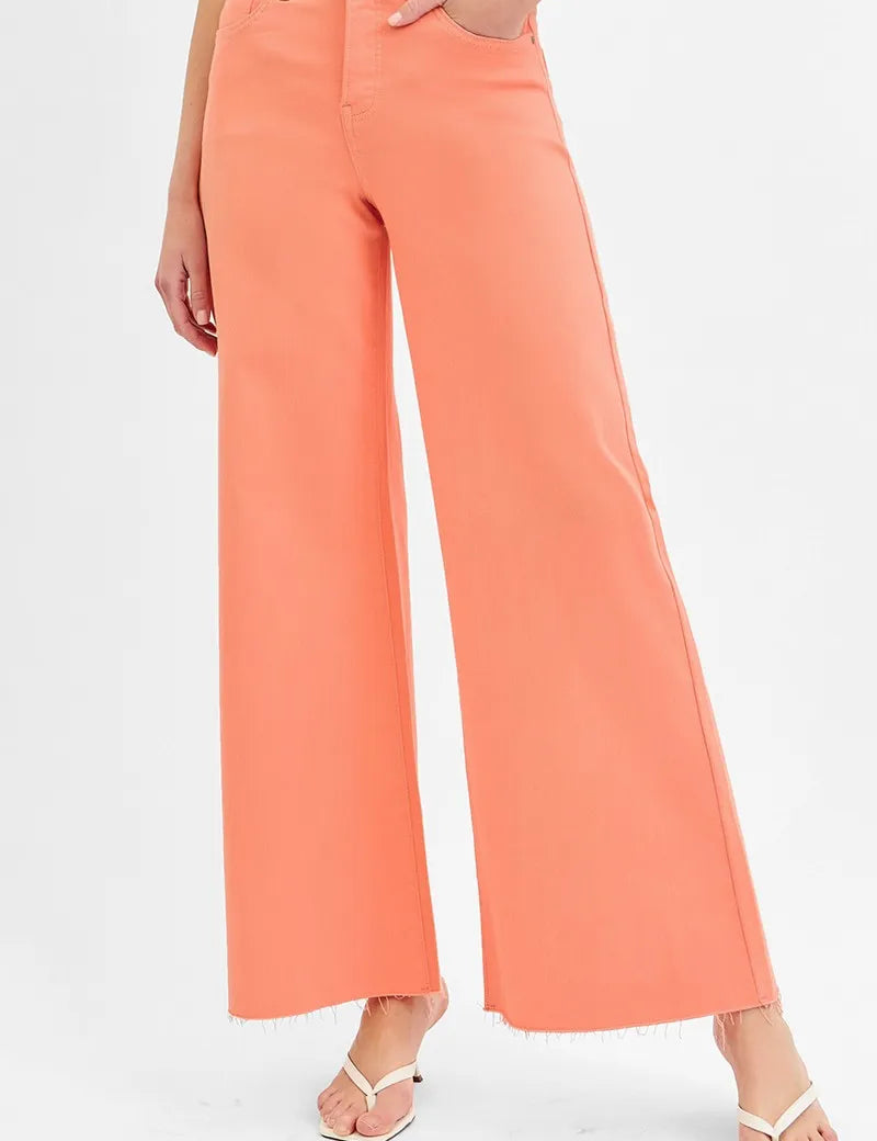 RISEN Full Size Tummy Control High Rise Wide Leg Palazzo Jeans | Jeans Daverri Fashions