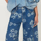 Flower Print Wide Leg Jeans - DAVERRI FASHIONS