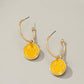 Smiley face charm hoop earrings Yellow one size Earrings